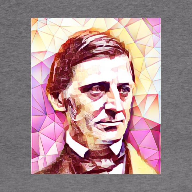 Ralph Waldo Emerson Pink Colourful Portrait | Ralph Waldo Emerson Artwork 13 by JustLit